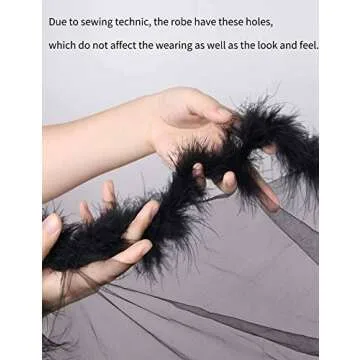 ohyeah Feather Bridal Robe for Wedding Day Plus Size Lingerie Robe with Fur Trim White Lace Maternity Robe Sexy Tulle Fuzzy Robe for Women Nightgowns with Belt XS-S