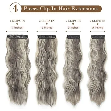 REECHO Clip in Hair Extensions Ash Brown Platinum Blonde