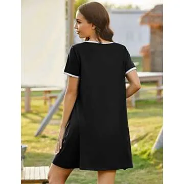 Ekouaer Zip Up Robes for Women Short Sleeves Zipper House Coat Short Bathrobes Lightweight Nightgown with Pockets S-3XL