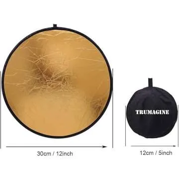 TRUMAGINE Reflector Panel 12inch / 30cm 5-in-1 Collapsible Multi-Disc Reflectors for Photographing with Bag - Translucent, Gold, Silver, Black and White