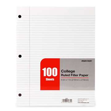 Mintra Office Filler Paper (College Ruled, 600 Sheets (6pks of 100))