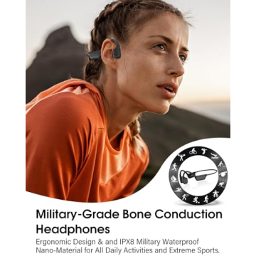 Bone Conduction Headphones, IPX8 Waterproof Swimming Headphones, Open Ear Headphones with MP3 Mode 3...