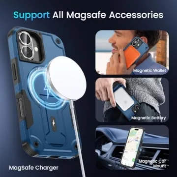 Protective 3 in 1 iPhone 17 Case with Kickstand and Magsafe
