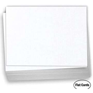 Hamilco 5x7 White Linen Cardstock Paper Blank Index Cards Flat Card Stock Heavyweight 100lb Cover 10...