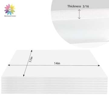 Mat Board Center Premium White Foam Core Board - 11x14 Inches, 3/16" Thick - 10 Pack, Acid-Free - Id...
