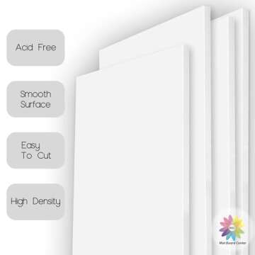 Mat Board Center Premium White Foam Core Board - 11x14 Inches, 3/16" Thick - 10 Pack, Acid-Free - Ideal for Mounting, Crafts, Art, and Presentations