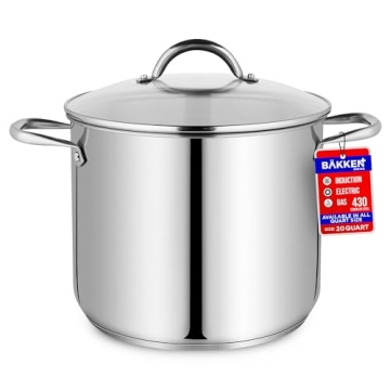 Premium 20-Quart Stainless Steel Stockpot with Glass Lid