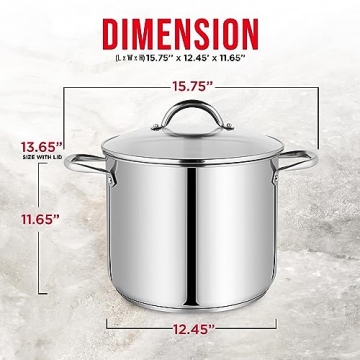 Premium 20-Quart Stainless Steel Stockpot with Glass Lid