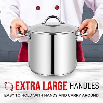 Premium 20-Quart Stainless Steel Stockpot with Glass Lid