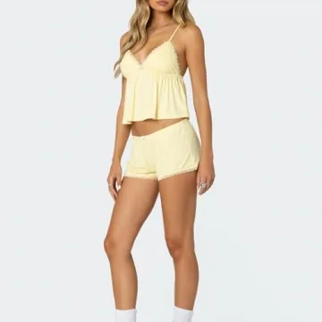 Stylish DSORVICD Women Heart Sleeveless Shorts Set