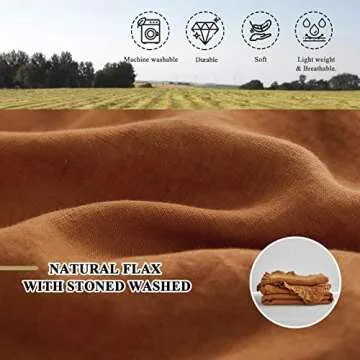 Simple&Opulence 100% Linen Duvet Cover Set, 3 PCS Natural French Flax Rust Ruffle Duvet Cover King Size, Breathable Comfy Linen Bedding Comforter Cover with 2 Pillowcases (Rust, 104"X92")