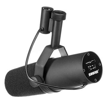 Shure SM7B Cardioid Dynamic Vocal Microphone with Two-Section Broadcast Arm, XLR Cable & 10-Pack Straps Bundle