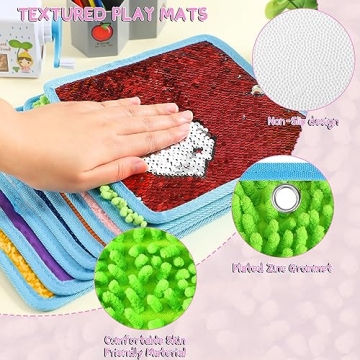 Boao 8 Set Mini Sensory Mats for Tactile Sensory Play