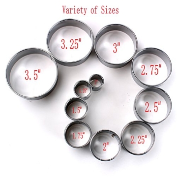 HAZOULEN 11 Piece Round Cookie Cutters Set in Tin
