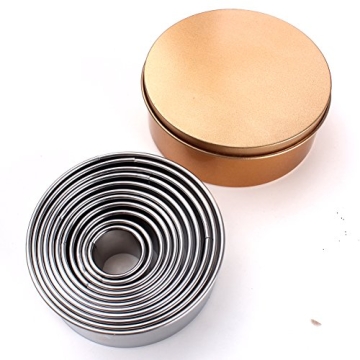HAZOULEN 11 Piece Round Cookie Cutters Set in Tin