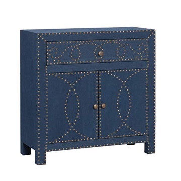 SEI FURNITURE Florian Double Door Navy Cabinet - Ornate Design - Stylish Storage Solution