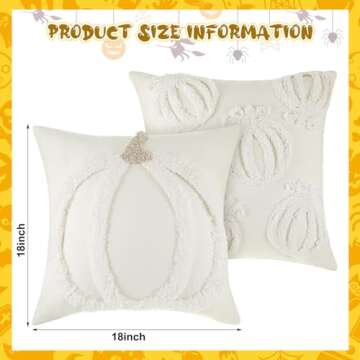 Beeveer 2 Pcs Fall Pillow Covers 18 x 18 Inch Pumpkin Throw Pillow Covers Square Linen Pillowcase Ha...