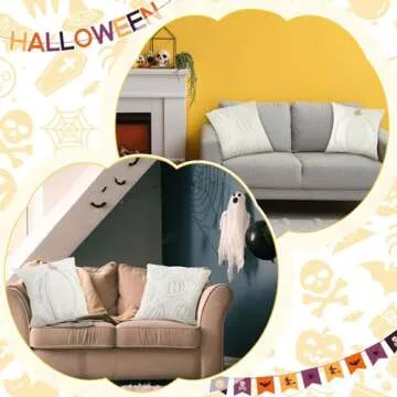 Beeveer 2 Pcs Fall Pillow Covers 18 x 18 Inch Pumpkin Throw Pillow Covers Square Linen Pillowcase Halloween Decor Pillow Covers Seasonal Autumn Thanksgiving Harvest Decoration for Home Sofa Couch