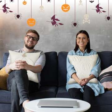 Beeveer 2 Pcs Fall Pillow Covers 18 x 18 Inch Pumpkin Throw Pillow Covers Square Linen Pillowcase Halloween Decor Pillow Covers Seasonal Autumn Thanksgiving Harvest Decoration for Home Sofa Couch