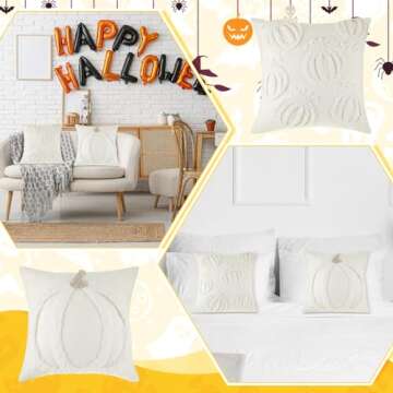 Beeveer 2 Pcs Fall Pillow Covers 18 x 18 Inch Pumpkin Throw Pillow Covers Square Linen Pillowcase Halloween Decor Pillow Covers Seasonal Autumn Thanksgiving Harvest Decoration for Home Sofa Couch