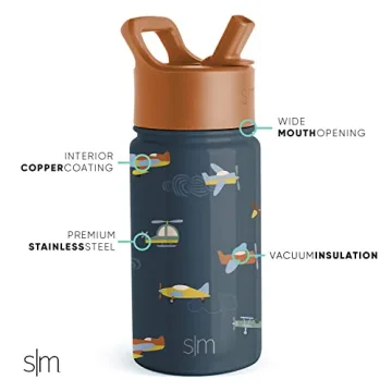 Kids Insulated Water Bottle with Straw Lid - 14oz