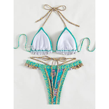 Milumia Floral Printed Tie Halter Bikini for Stylish Women