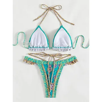 Milumia Floral Printed Tie Halter Bikini for Stylish Women