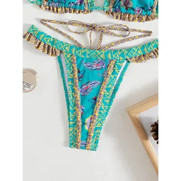 Milumia Floral Printed Tie Halter Bikini for Stylish Women