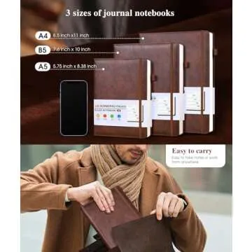 Stylish Lined Leather Journal Notebook for Professionals and Students
