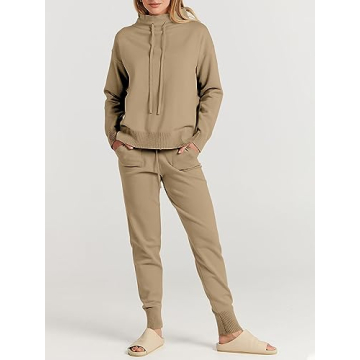 Cozy ANRABESS Women Two Piece Turtleneck Lounge Set