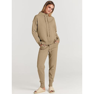 Cozy ANRABESS Women Two Piece Turtleneck Lounge Set