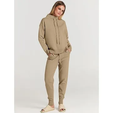 Cozy ANRABESS Women Two Piece Turtleneck Lounge Set