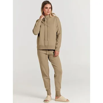 Cozy ANRABESS Women Two Piece Turtleneck Lounge Set