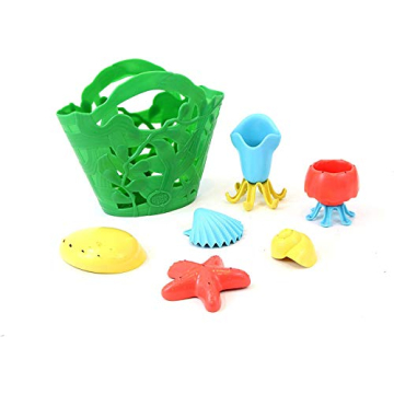 Green Toys Tide Pool Bath Set - 7 Piece Eco-Friendly Kids Bath Toy with Storage Bag