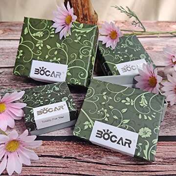 Bocar 3 Layer Beads Statement Necklace Earring for Women Jewelry Set (NK-10077-army Green)