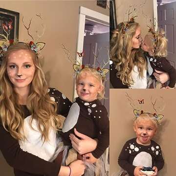 WOVOWOVO Deer Antlers Headbands for Women Girls Christmas Christmas Costume Hair Accessories Antler Flower Crown Fairy Headpiece for Festivals Party Photo Prop