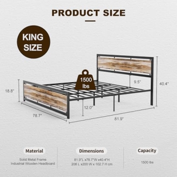 IKIFLY King Size Bed Frame: Durable Farmhouse Design