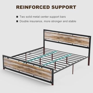 IKIFLY King Size Bed Frame: Durable Farmhouse Design