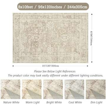 Madane 8x10 Area Rugs for Living Room, Anti-Slip Backing Area Rugs 8x10, Machine Washable Rugs 8x10,...