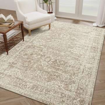 Madane 8x10 Area Rugs: Soft, Washable, Vintage Floral
