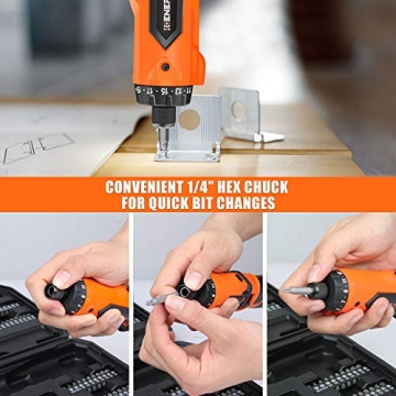 ENERTWIST Cordless Screwdriver with 82-Piece Kit and LED Light