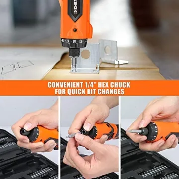 ENERTWIST Cordless Screwdriver with 82-Piece Kit and LED Light