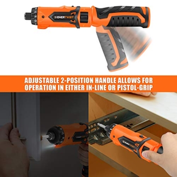 ENERTWIST Cordless Screwdriver with 82-Piece Kit and LED Light