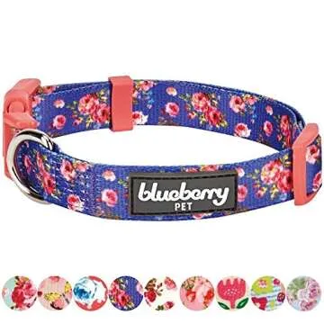 Blueberry Pet Adjustable Rose Print Dog Collar for Small Dogs