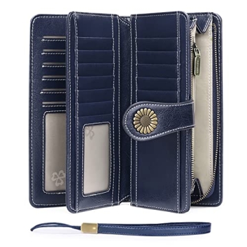 SENDEFN Women's Genuine Leather Wallet: RFID Credit Card Holder & Large Capacity Wristlet