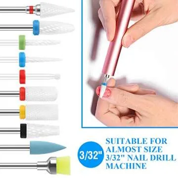 SPTHTHHPY 10Pcs Ceramic Nail Drill Bits Set Professional Remove Gel Acrylic Cuticle Diamond Carbide Nail Drill Bit Tools for Manicure Pedicure Home Salon Use Great Gift for Women Girls