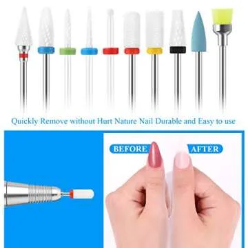 SPTHTHHPY 10Pcs Ceramic Nail Drill Bits Set Professional Remove Gel Acrylic Cuticle Diamond Carbide Nail Drill Bit Tools for Manicure Pedicure Home Salon Use Great Gift for Women Girls