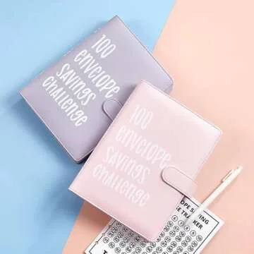 100 Envelope Money Saving Challenge Binder, Fun and Easy Way to Save $5,050, Budget Book with Cash Envelopes for Office, Home, School (Pink)