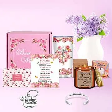 Tecanne Christian Gifts for Women - Birthday Gifts for Women, Mom, Sister, Best Friends - Religious Gifts For Women - Christmas Gifts for Women, 20oz Wine Tumbler Gift Set