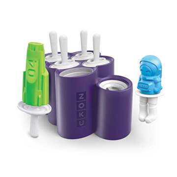 ZOKU Space Ice Pop Molds, 6 Rocket and Astronaut-shaped Popsicles Molds in One Tray with Reusable Po...